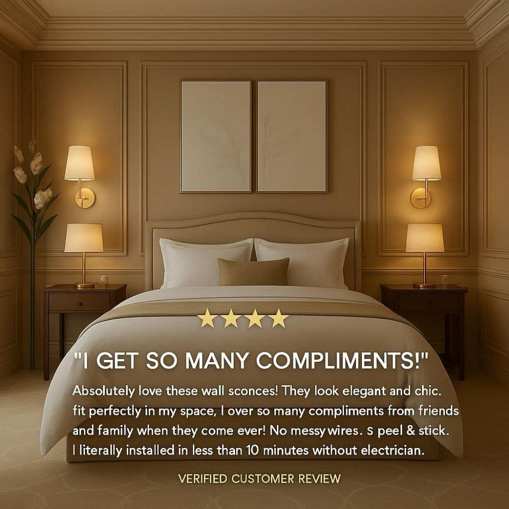 Wireless Fabric Wall Light (SET OF 2 + 2 BULBS FREE)