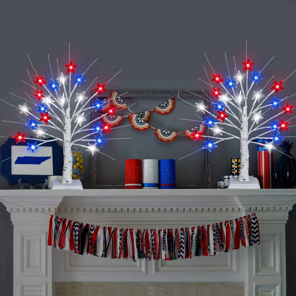 Deluxe Patriotic LED Star Tree Lights (2 Packs)