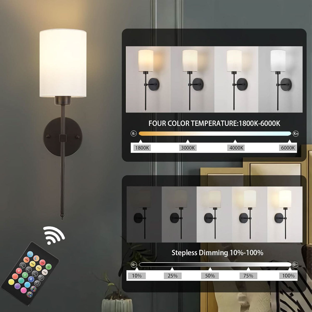 Iluminating™ Wireless Wall Sconces (SET OF 2 + 2 BULBS FREE)