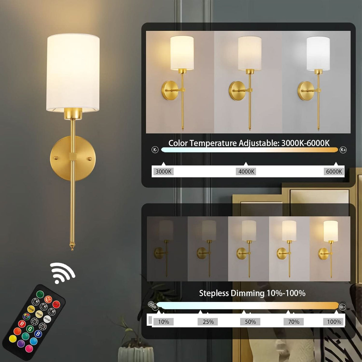Iluminating™ Wireless Wall Sconces (SET OF 2 + 2 BULBS FREE)