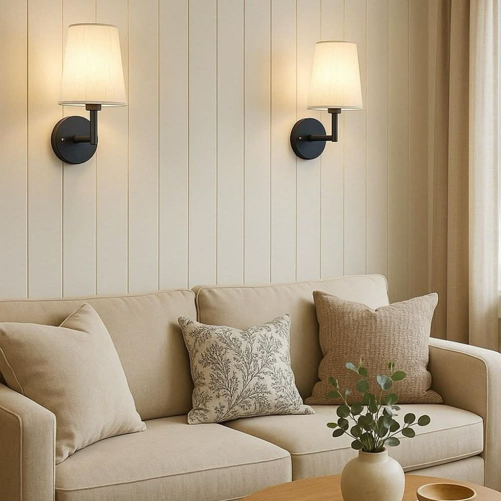 Wireless Fabric Wall Light (SET OF 2 + 2 BULBS FREE)