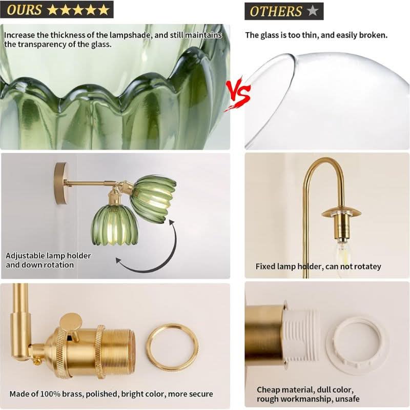 Iluminating Wireless Wall Light - Includes 2 Free Bulbs & Dimmable Brass & Glass Sconce