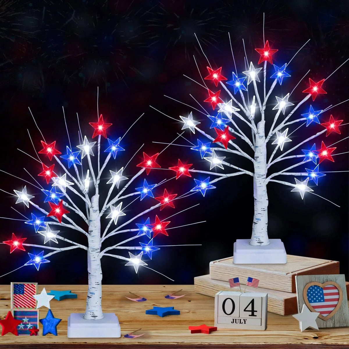 Deluxe Patriotic LED Star Tree Lights (2 Packs)