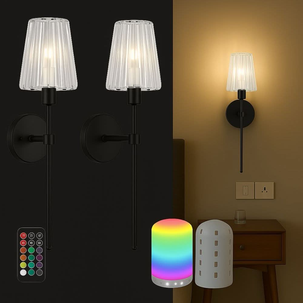 Wireless Crystal Wall Sconces Set of 2