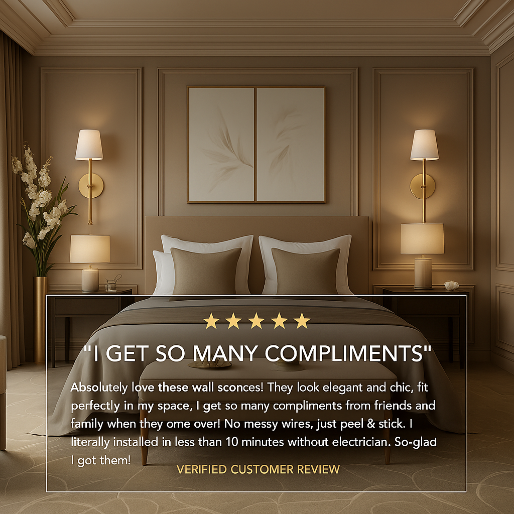 Cordless Fabric Wall Light (SET OF 2 + 2 BULBS FREE)