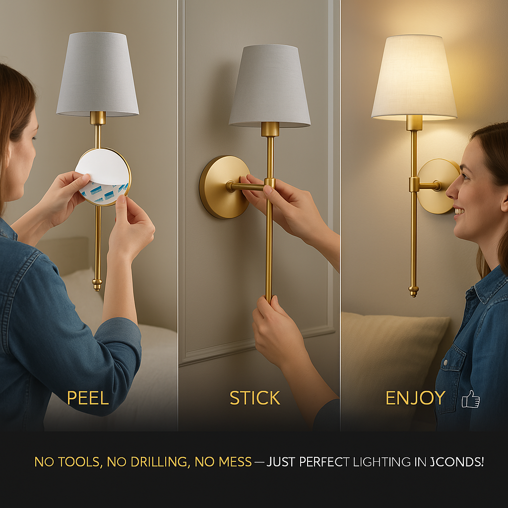 Cordless Fabric Wall Light (SET OF 2 + 2 BULBS FREE)