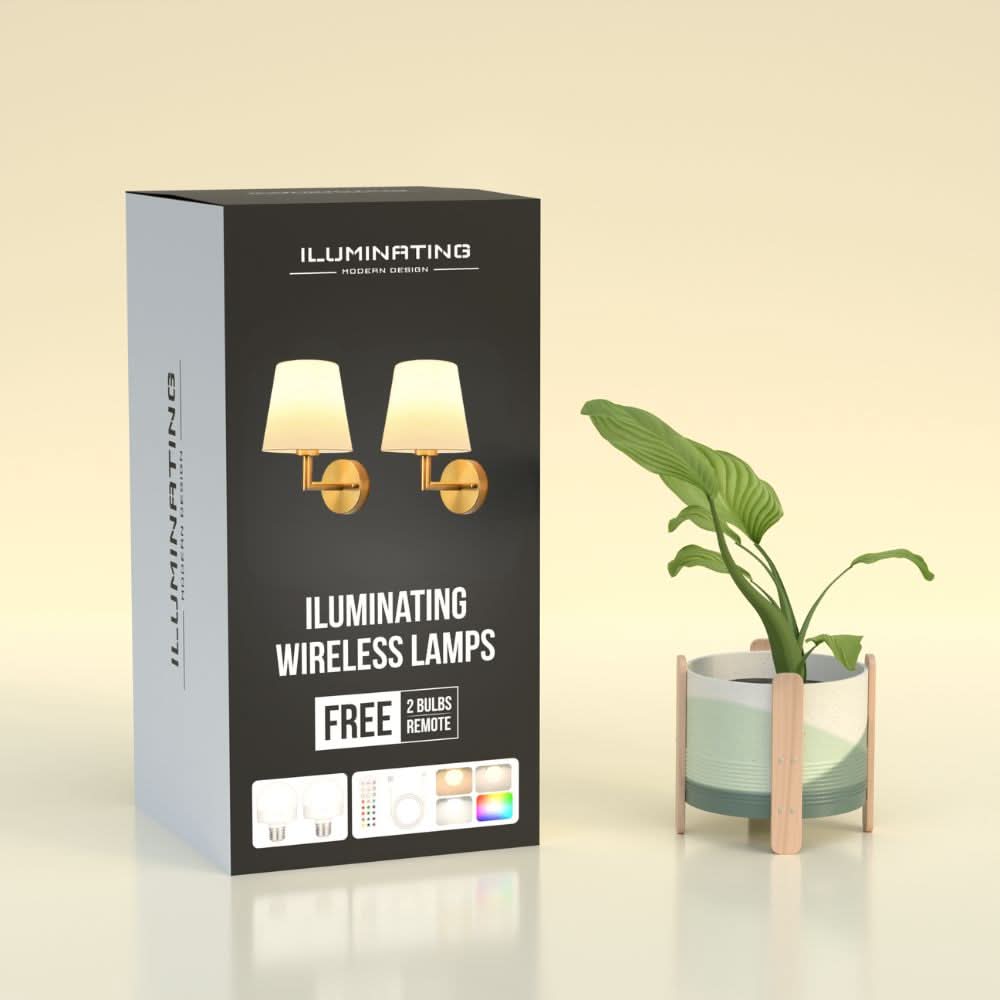 Wireless Fabric Wall Lamp (2 Packs)