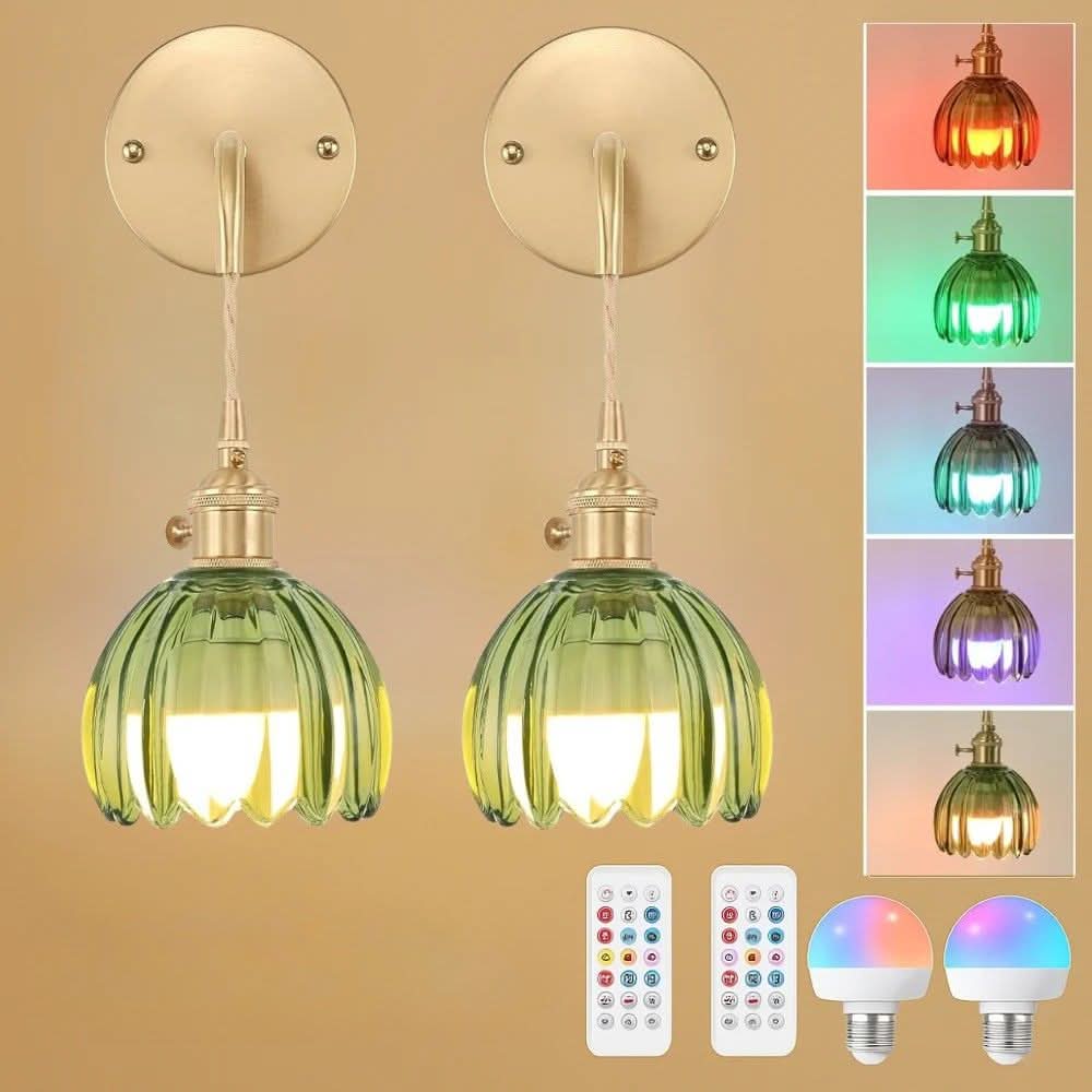 Vintage Wireless Wall Sconces Set of 2