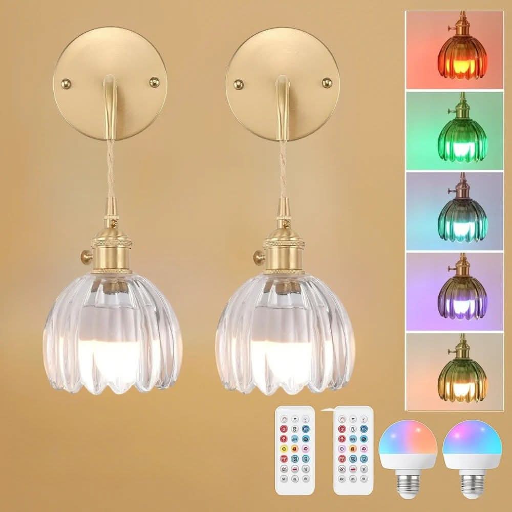 Vintage Wireless Wall Sconces Set of 2