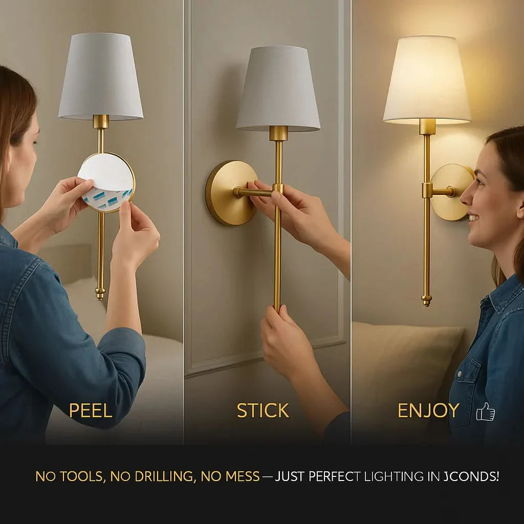 Wireless Fabric Wall Light (SET OF 2 + 2 BULBS FREE)