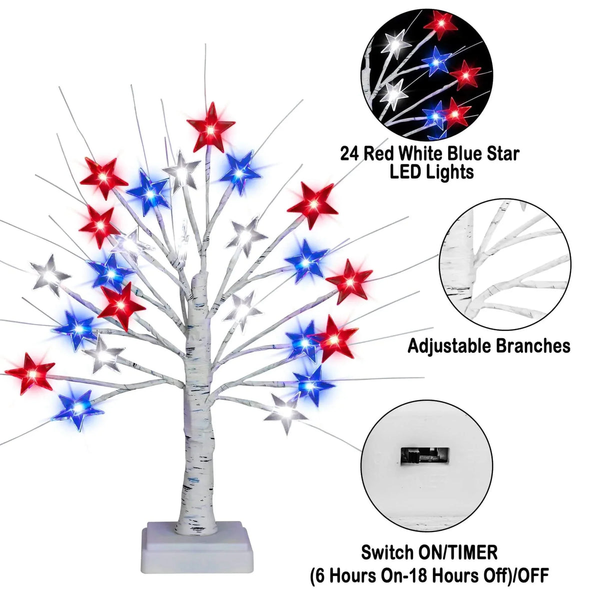 Deluxe Patriotic LED Star Tree Lights (2 Packs)
