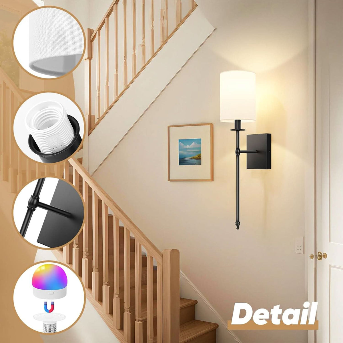 Upgraded Battery Operated Wall Sconces Set of Two